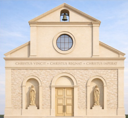 Front elevation rendering for the proposed church building